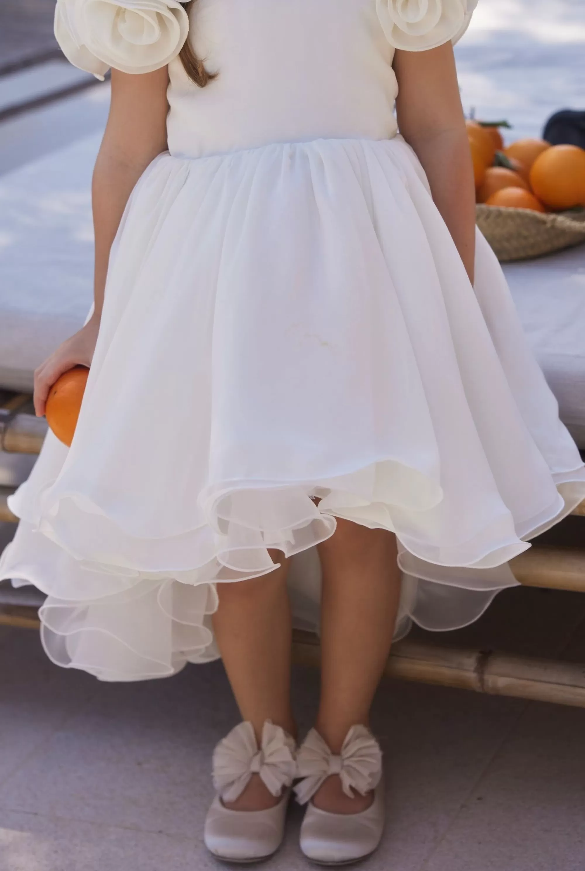 Flash Sale Ajla - Children'S Waist Crinkle Dress With Floral Appliques And Asymmetrical Bottom Women Kids