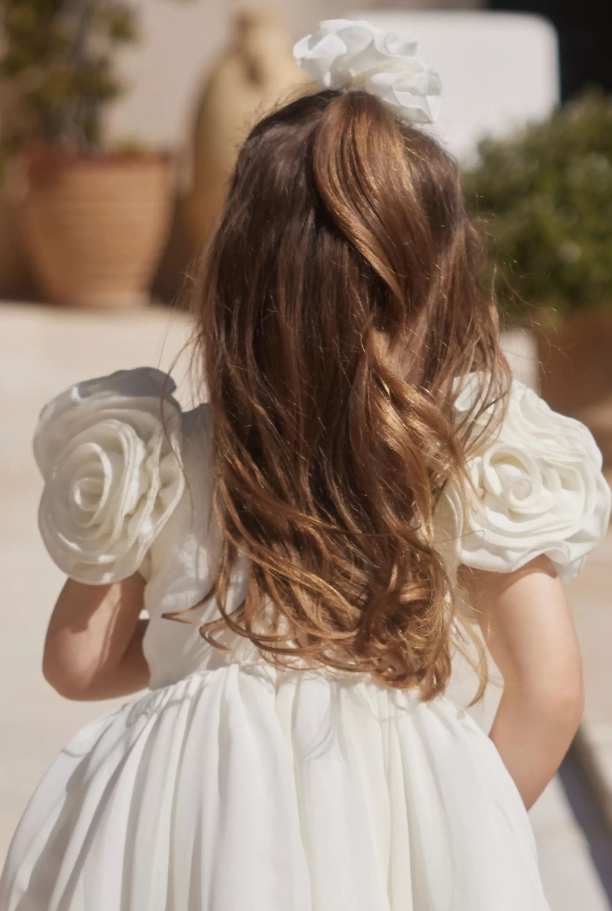 Flash Sale Ajla - Children'S Waist Crinkle Dress With Floral Appliques And Asymmetrical Bottom Women Kids