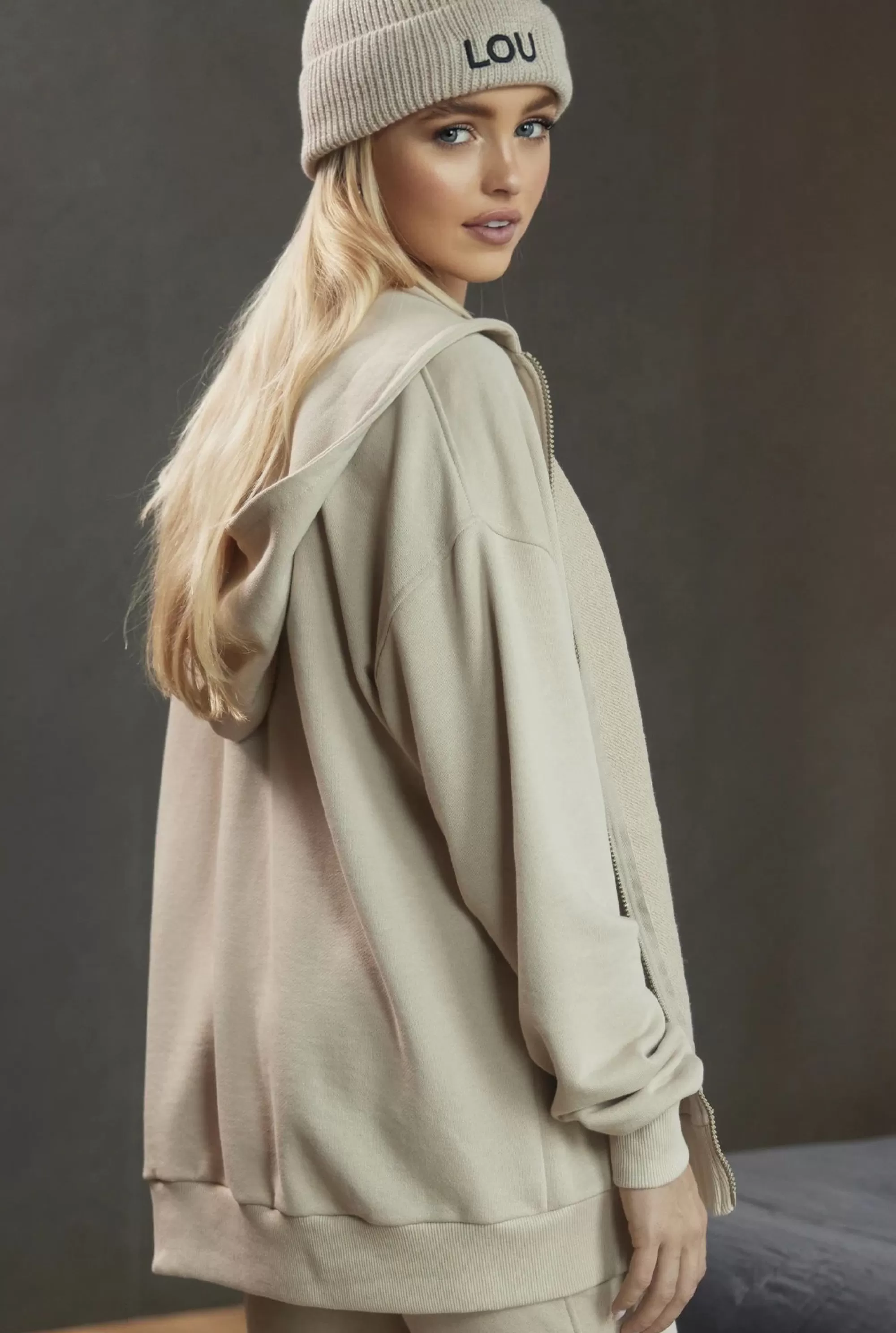 Outlet Boston Beige - Beige Unbuttoned Sweatshirt With Logo And Ribbed Cuffs Women Tracksuits