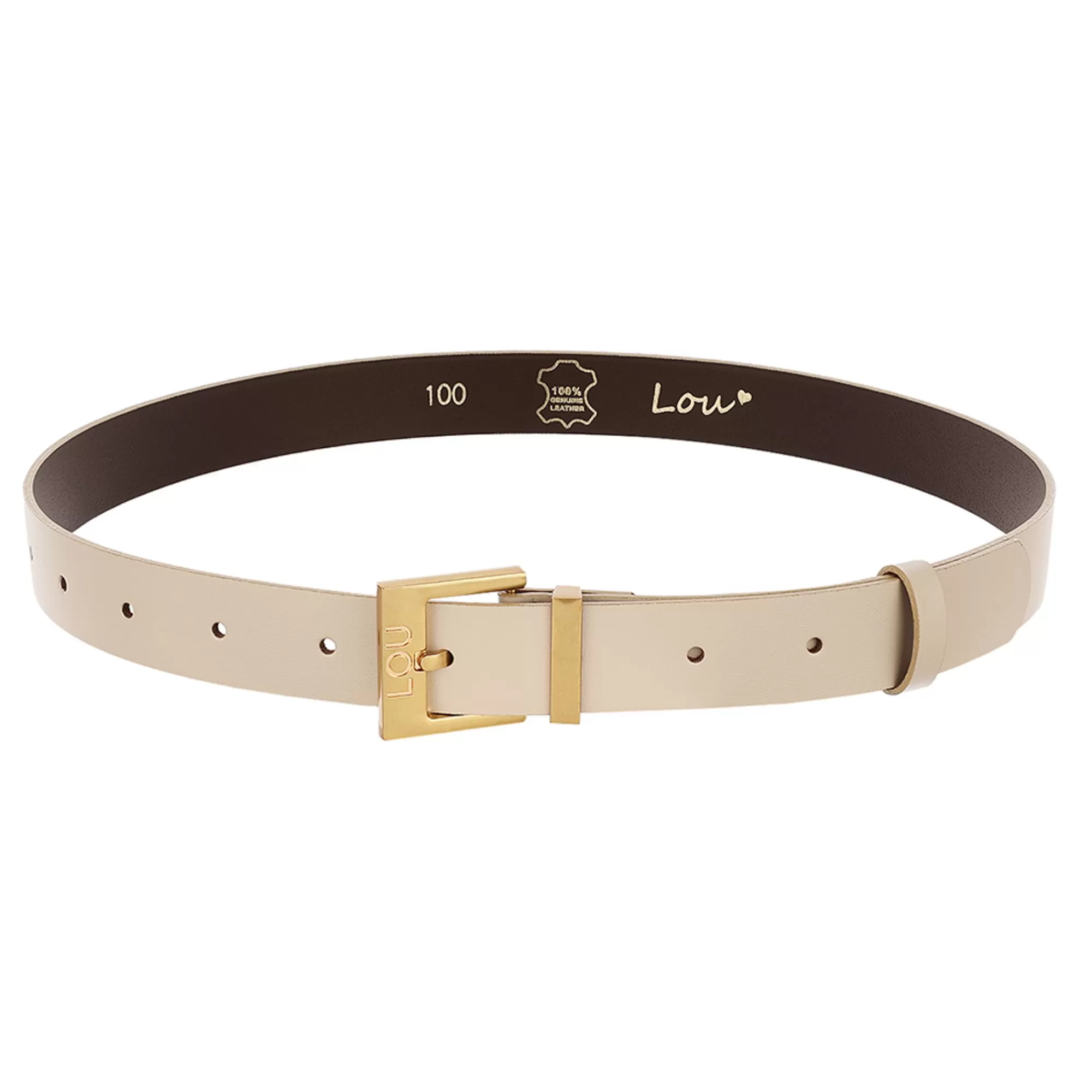 Online Charo Belt - Women'S Belt In Ecru Shade With Gold Buckle And Subtly Engraved Lou Logo. Women Belts