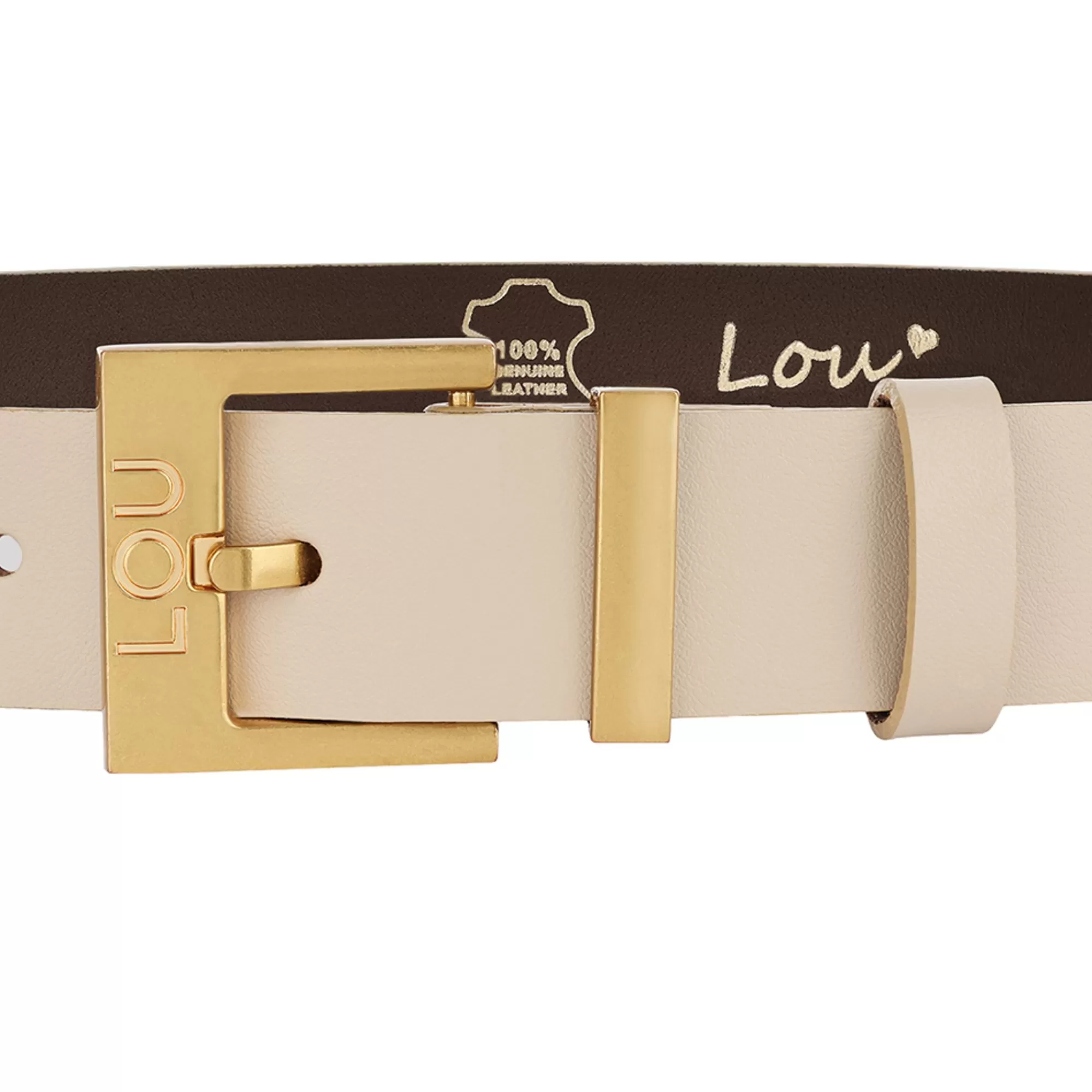 Online Charo Belt - Women'S Belt In Ecru Shade With Gold Buckle And Subtly Engraved Lou Logo. Women Belts