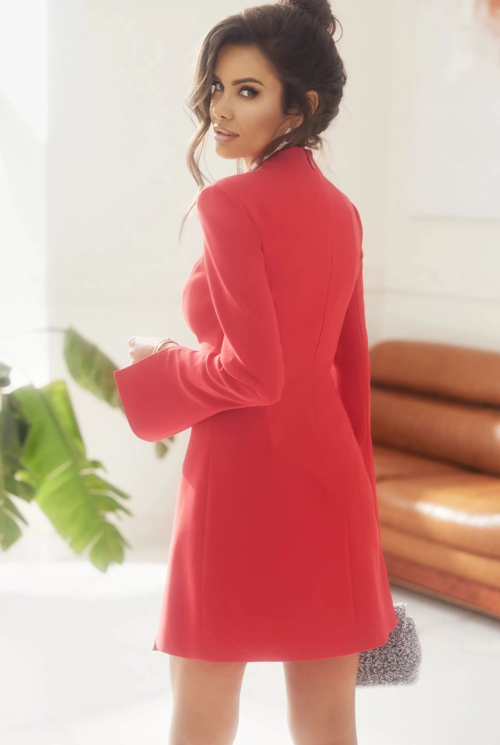 Outlet Cora - Unusual Red Mini Dress With Delicate Opening. Women Wedding