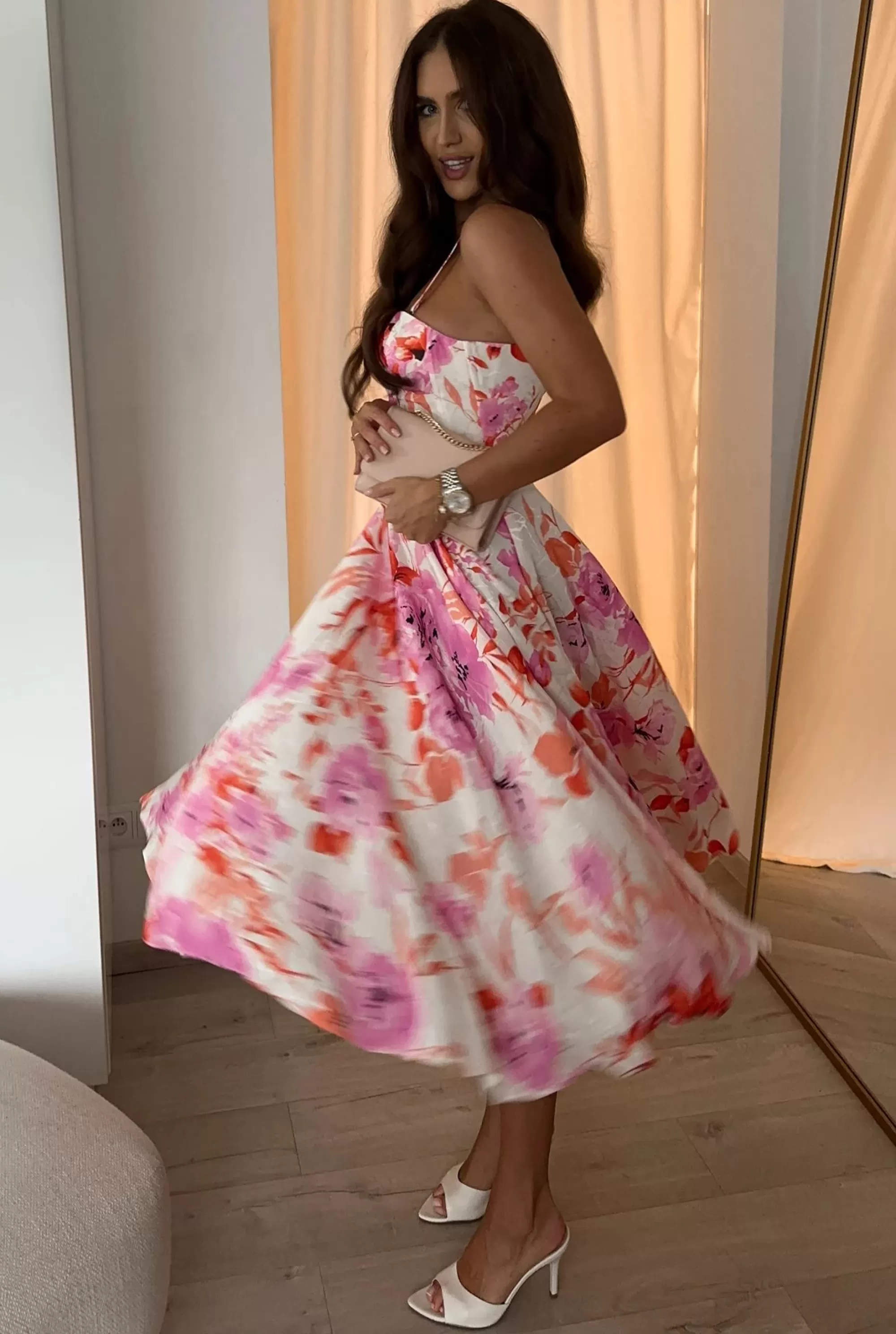 Sale Donatella - Skirt + Bralet Set With Corset Neckline In Floral Pattern Women Every Day