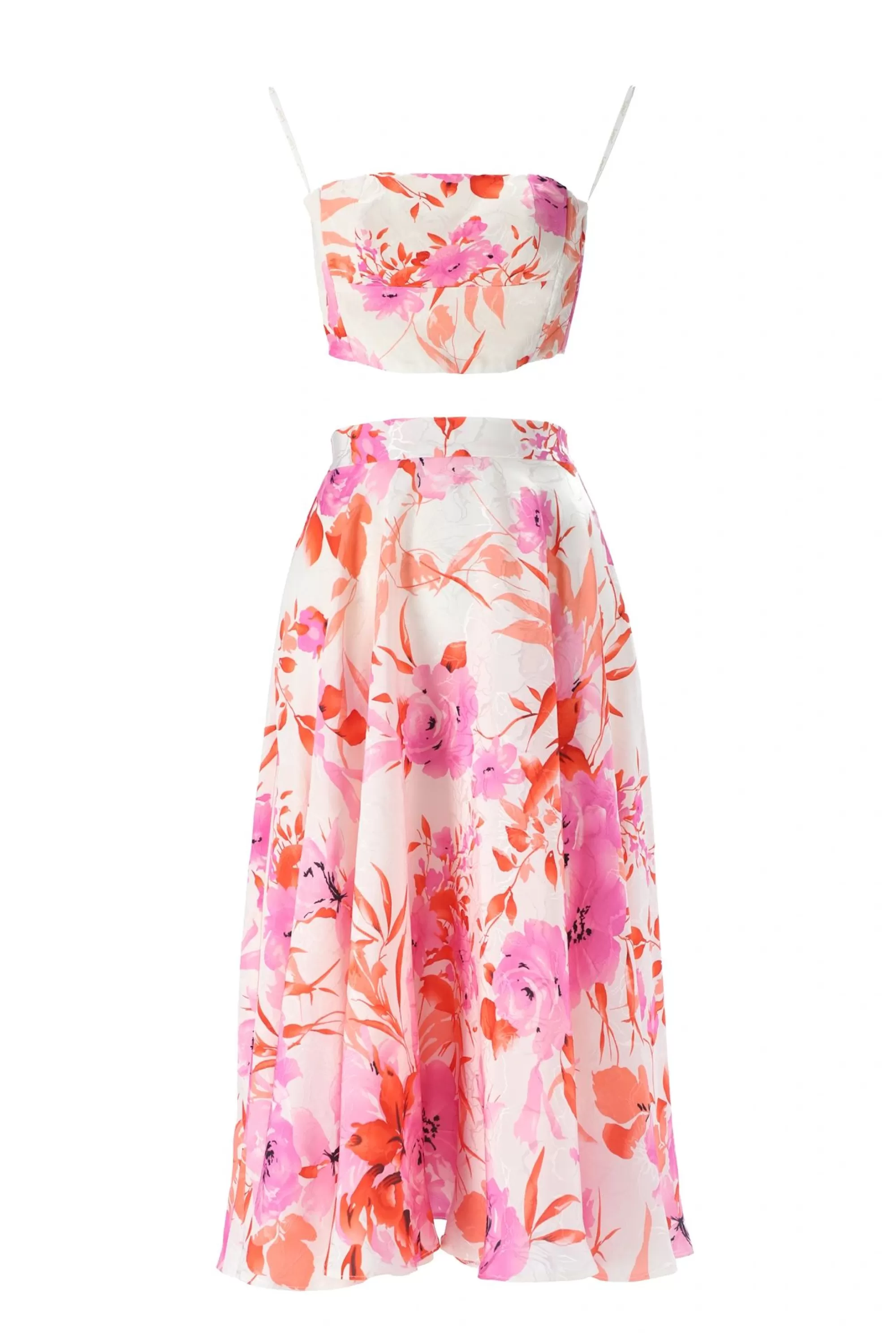Sale Donatella - Skirt + Bralet Set With Corset Neckline In Floral Pattern Women Every Day