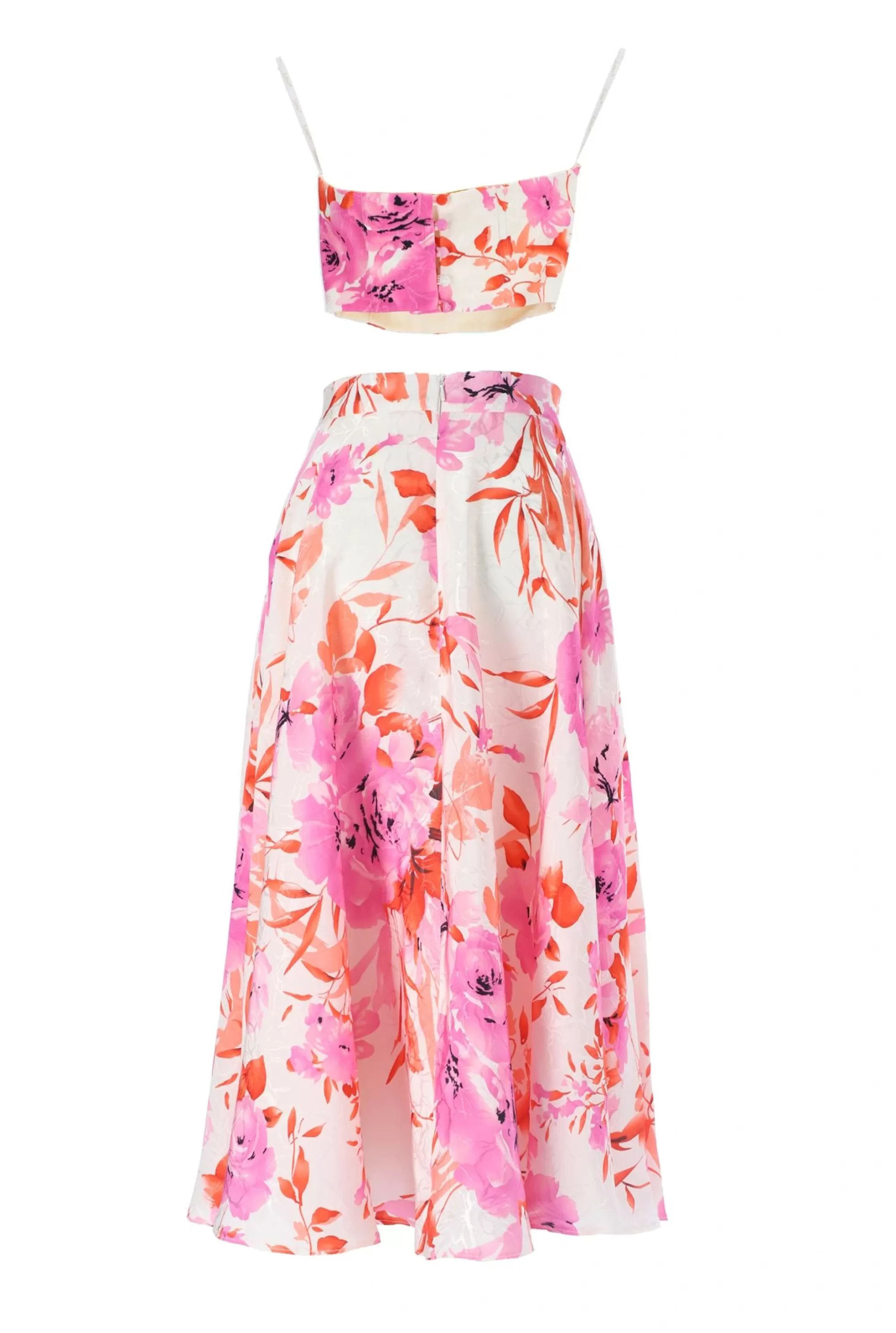 Sale Donatella - Skirt + Bralet Set With Corset Neckline In Floral Pattern Women Every Day