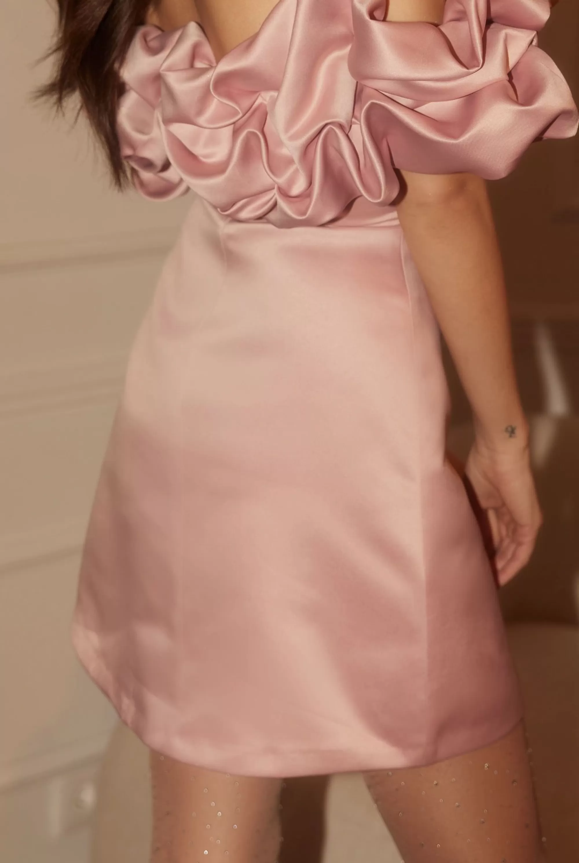Discount Hemani - Mini Corset Dress In Delicate Pink With Crinkled Collar Women Wedding