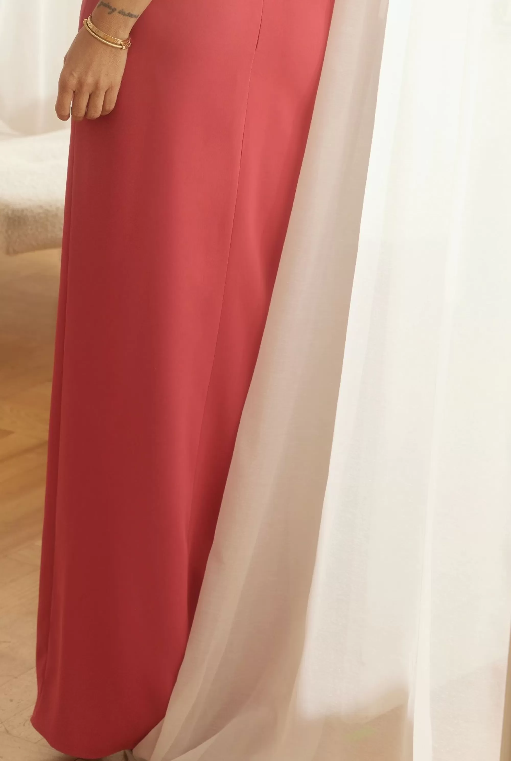 Cheap Irmina - Satin Elegant Gown In Ruby Color With Decorative Choker Women Wedding