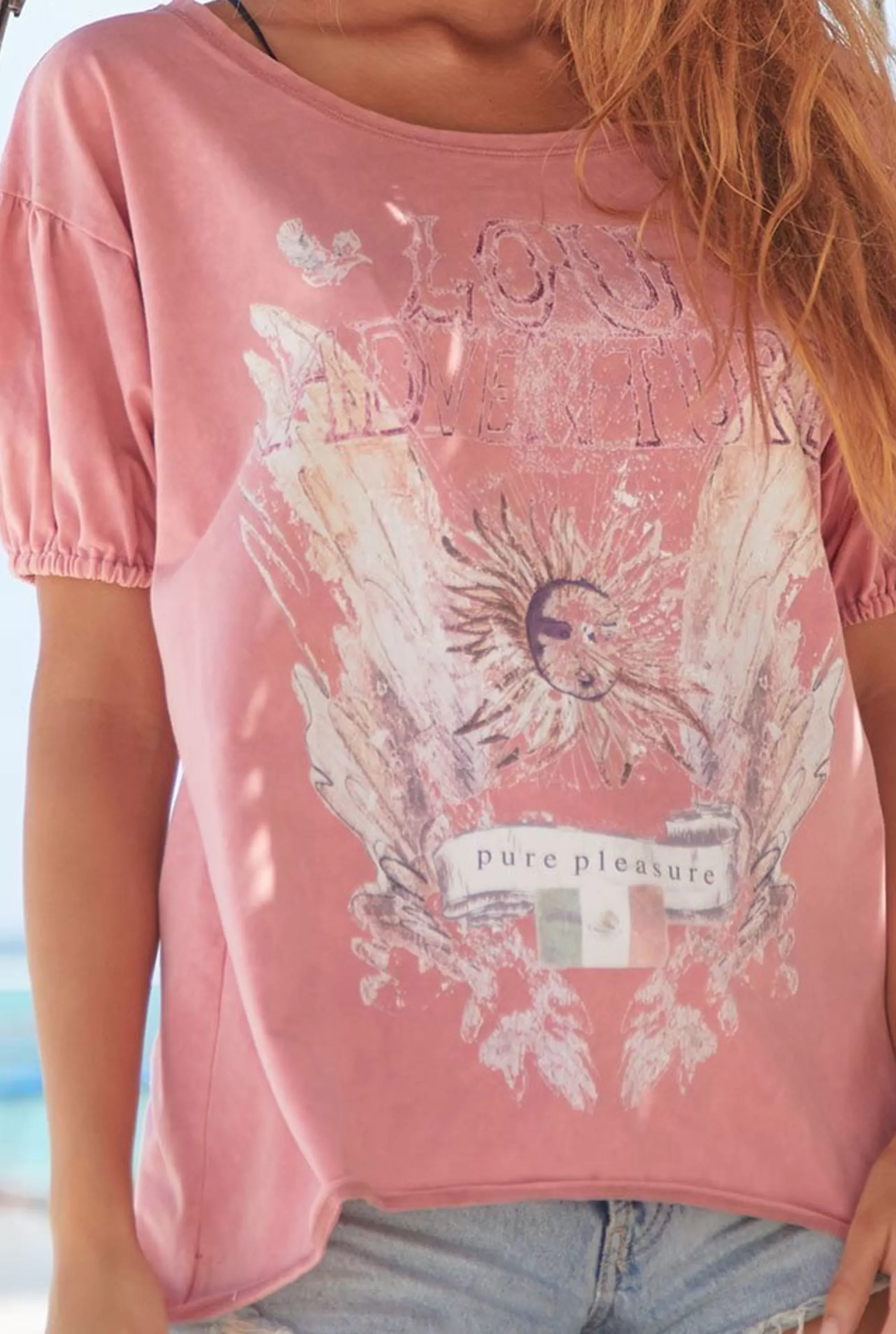 New Kefi - Asymmetrical T-Shirt In A Shade Of Pink With A Washed-Out Effect Women T-Shirts