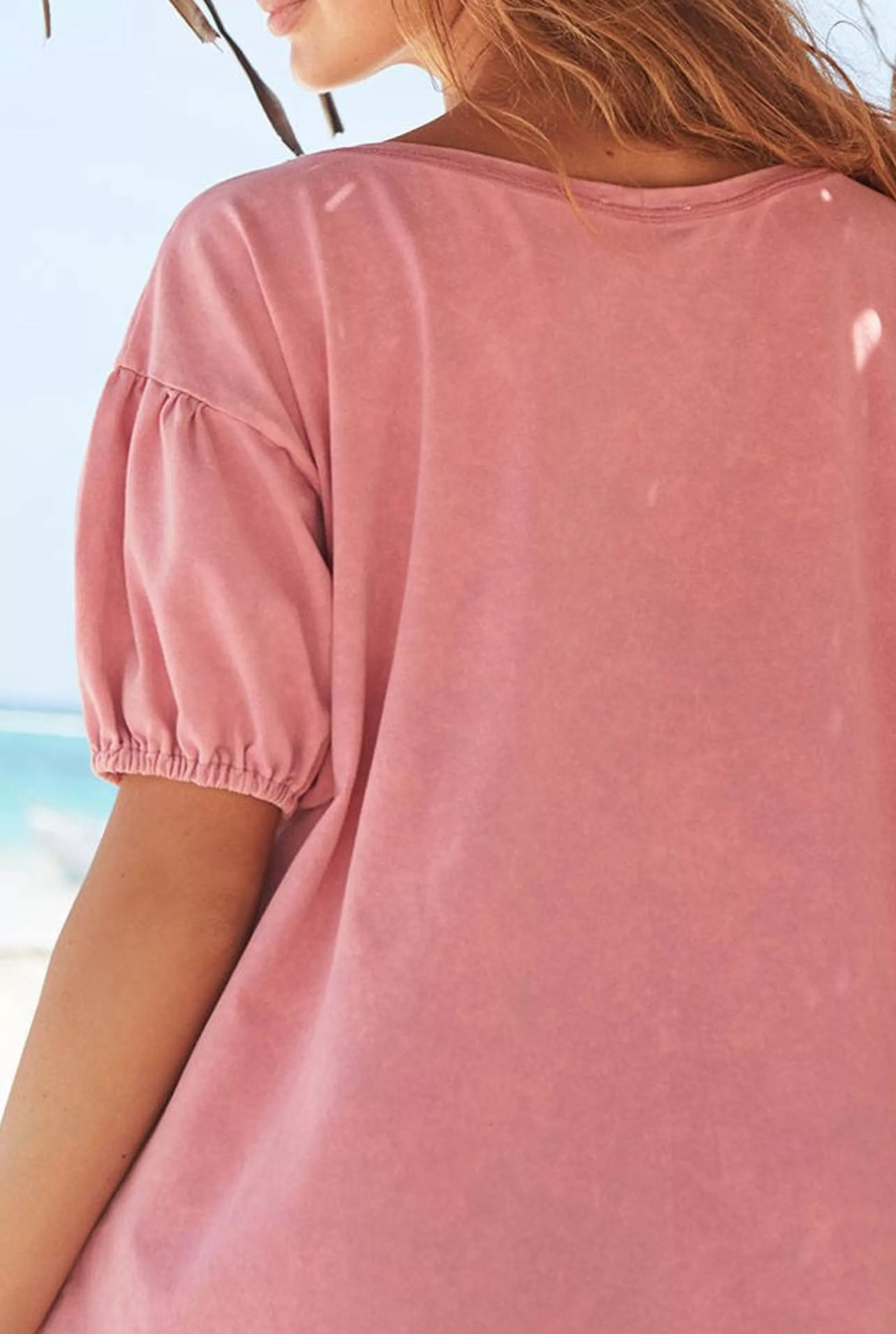 New Kefi - Asymmetrical T-Shirt In A Shade Of Pink With A Washed-Out Effect Women T-Shirts