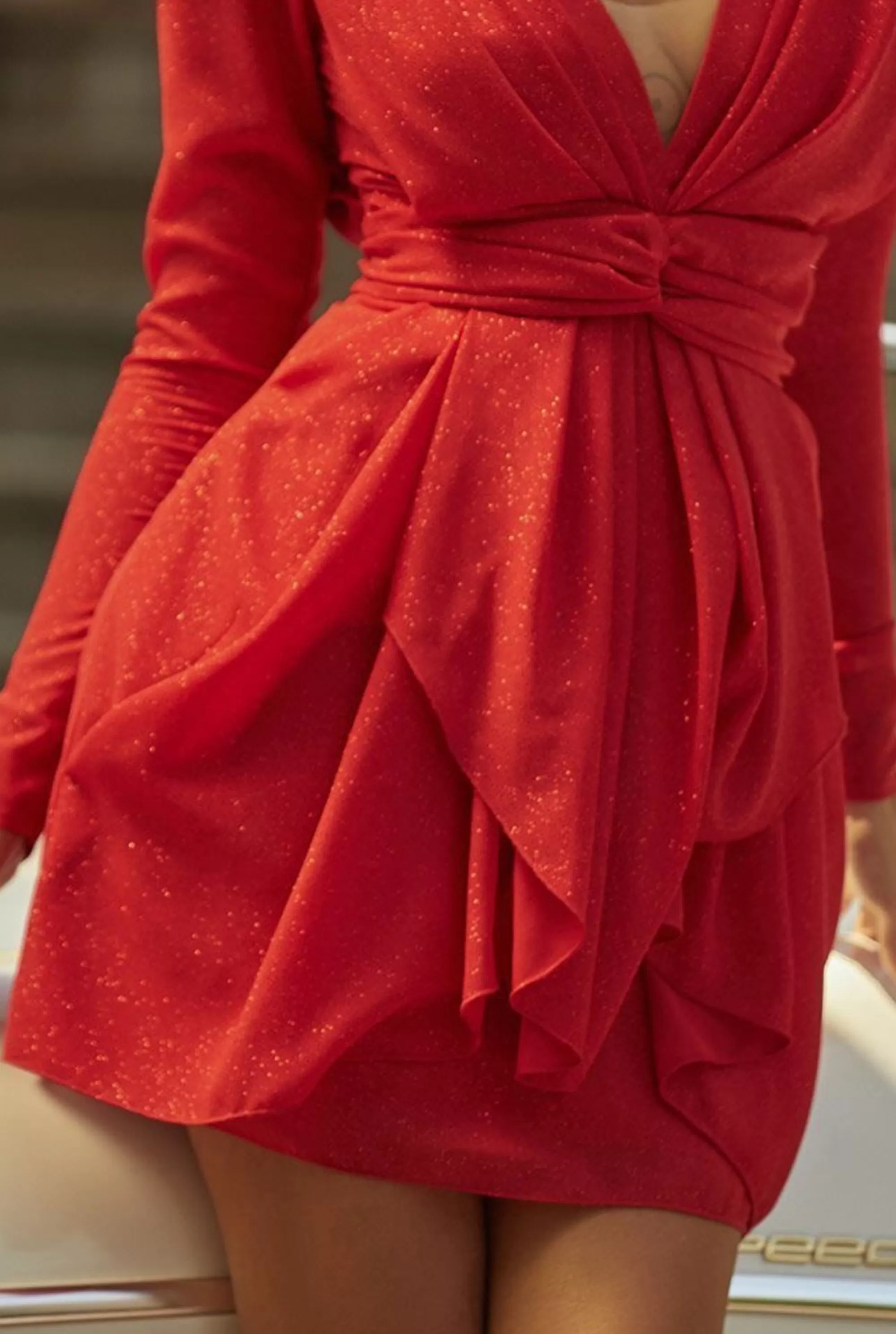 Cheap Kinzly - Impressive Dress In The Color Of Intense Red With Glitter Women Wedding