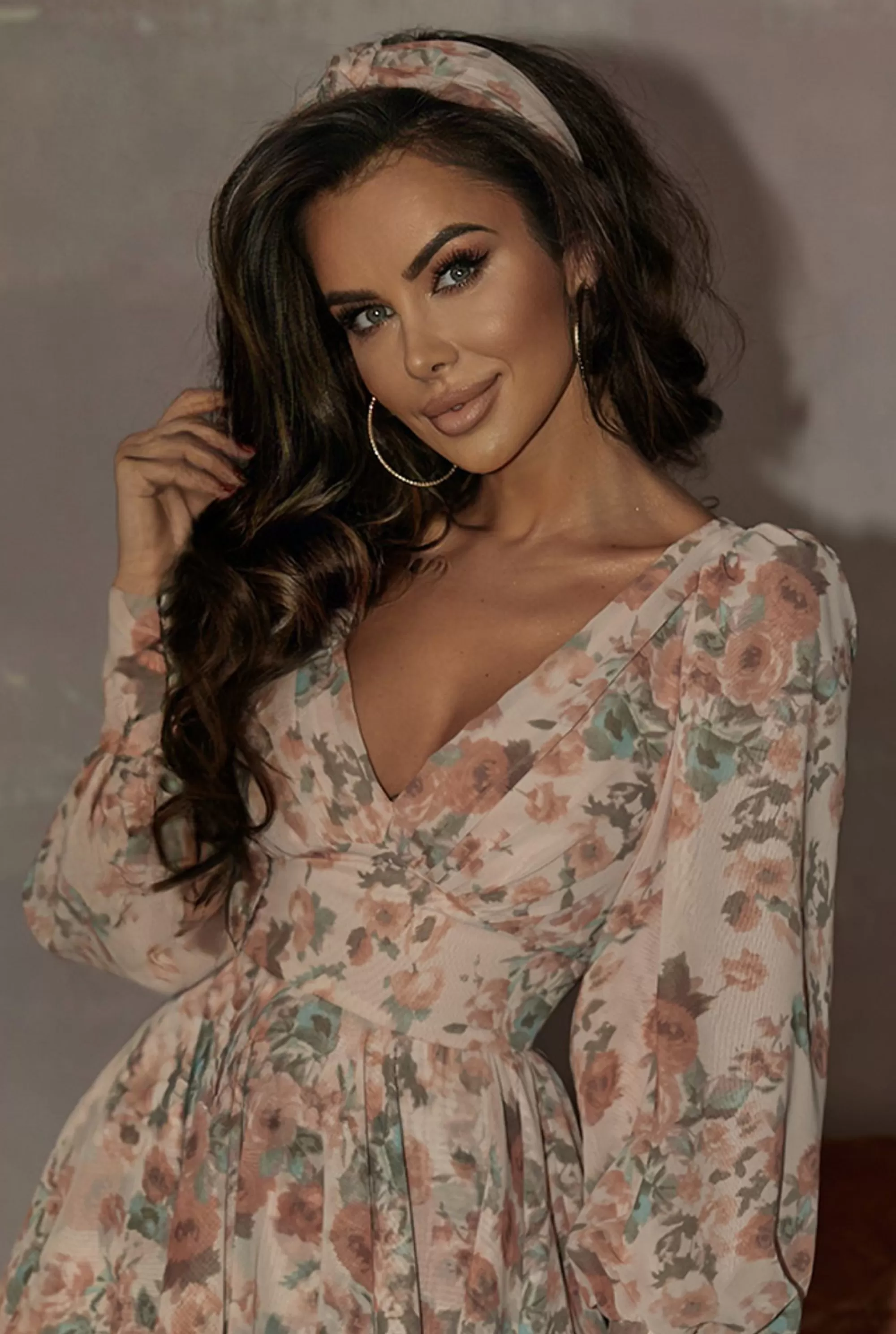 Flash Sale Laila - A Mini Dress In A Shade Of Dirty Pink With A Floral Print Women Christening