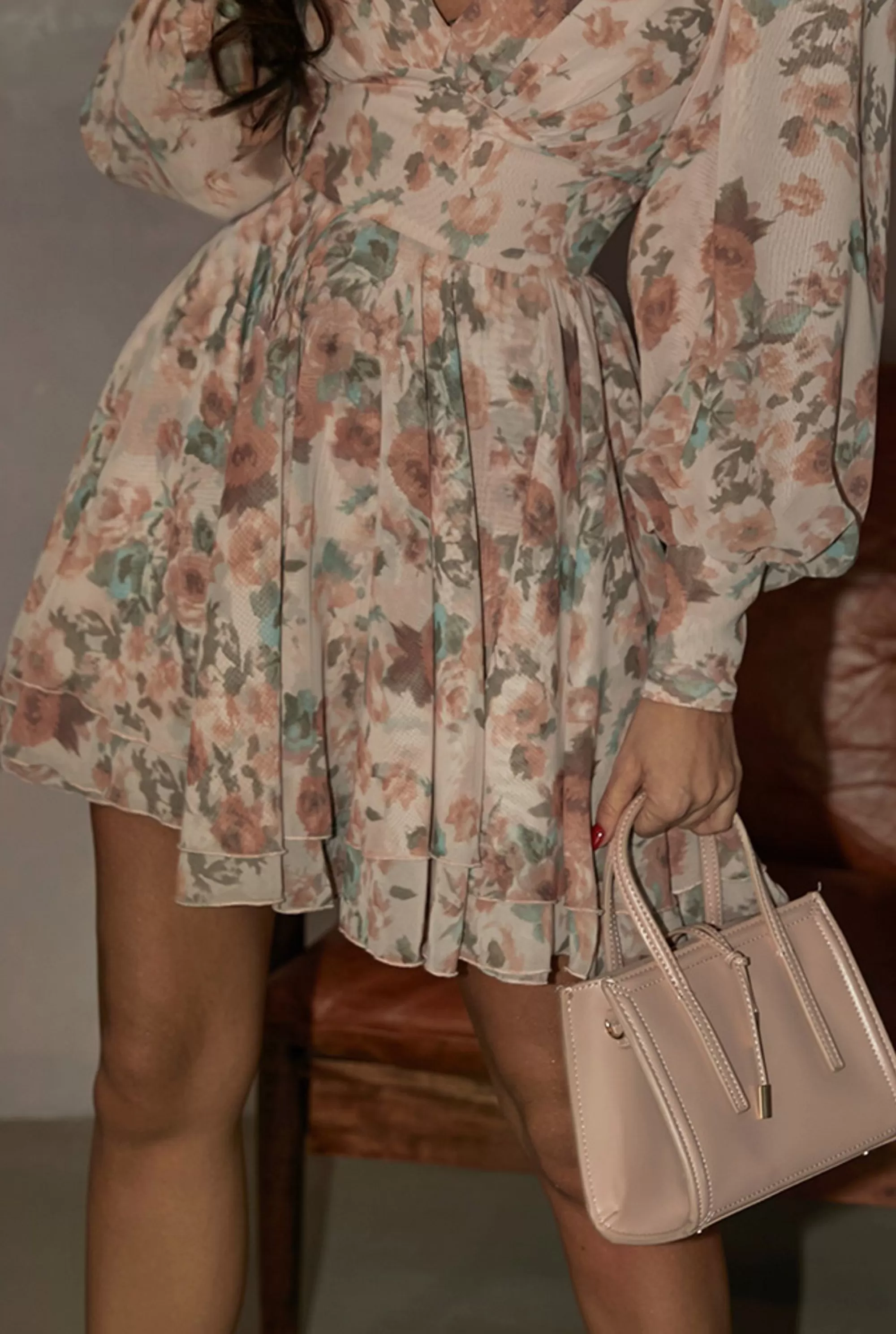 Flash Sale Laila - A Mini Dress In A Shade Of Dirty Pink With A Floral Print Women Christening