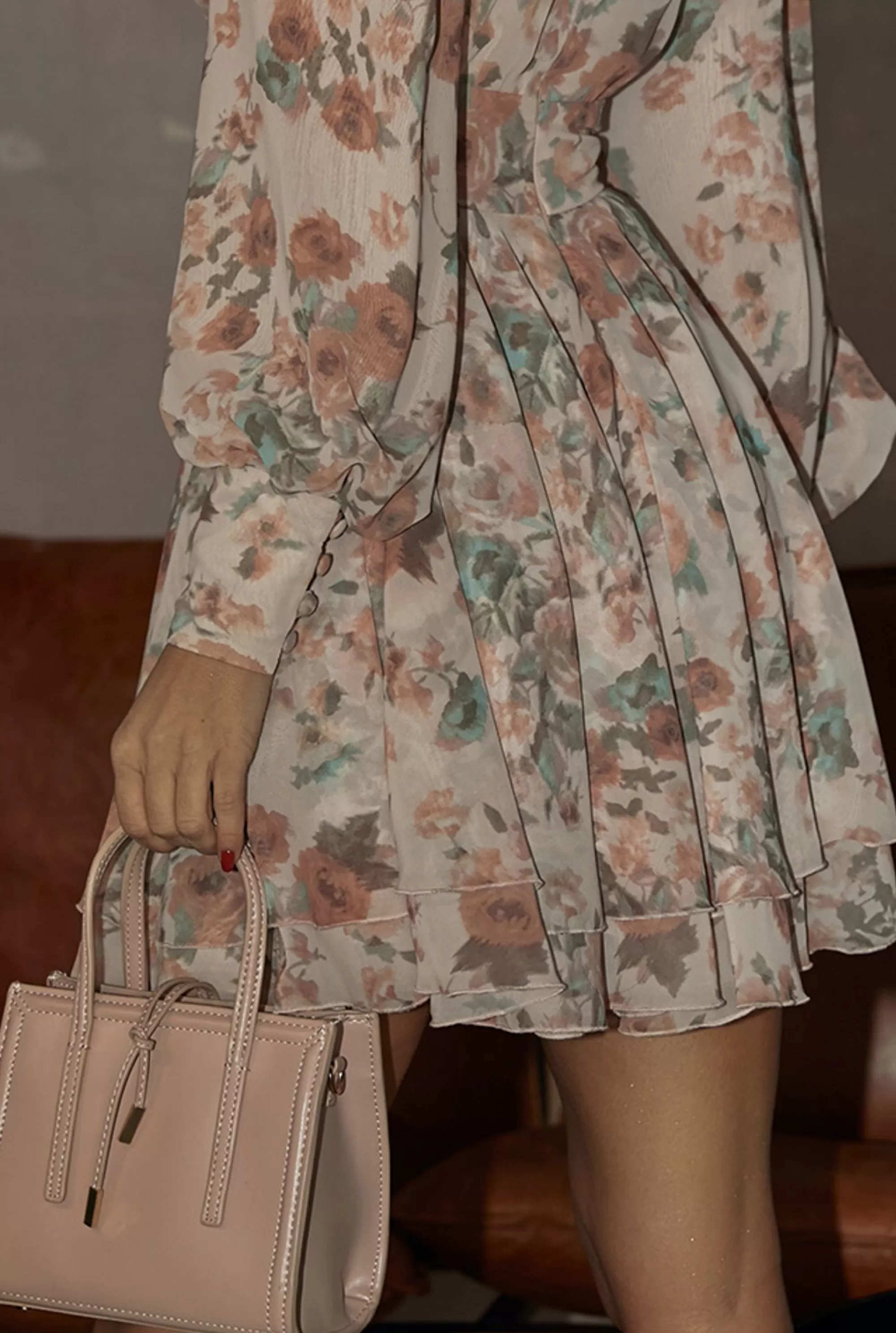 Flash Sale Laila - A Mini Dress In A Shade Of Dirty Pink With A Floral Print Women Christening