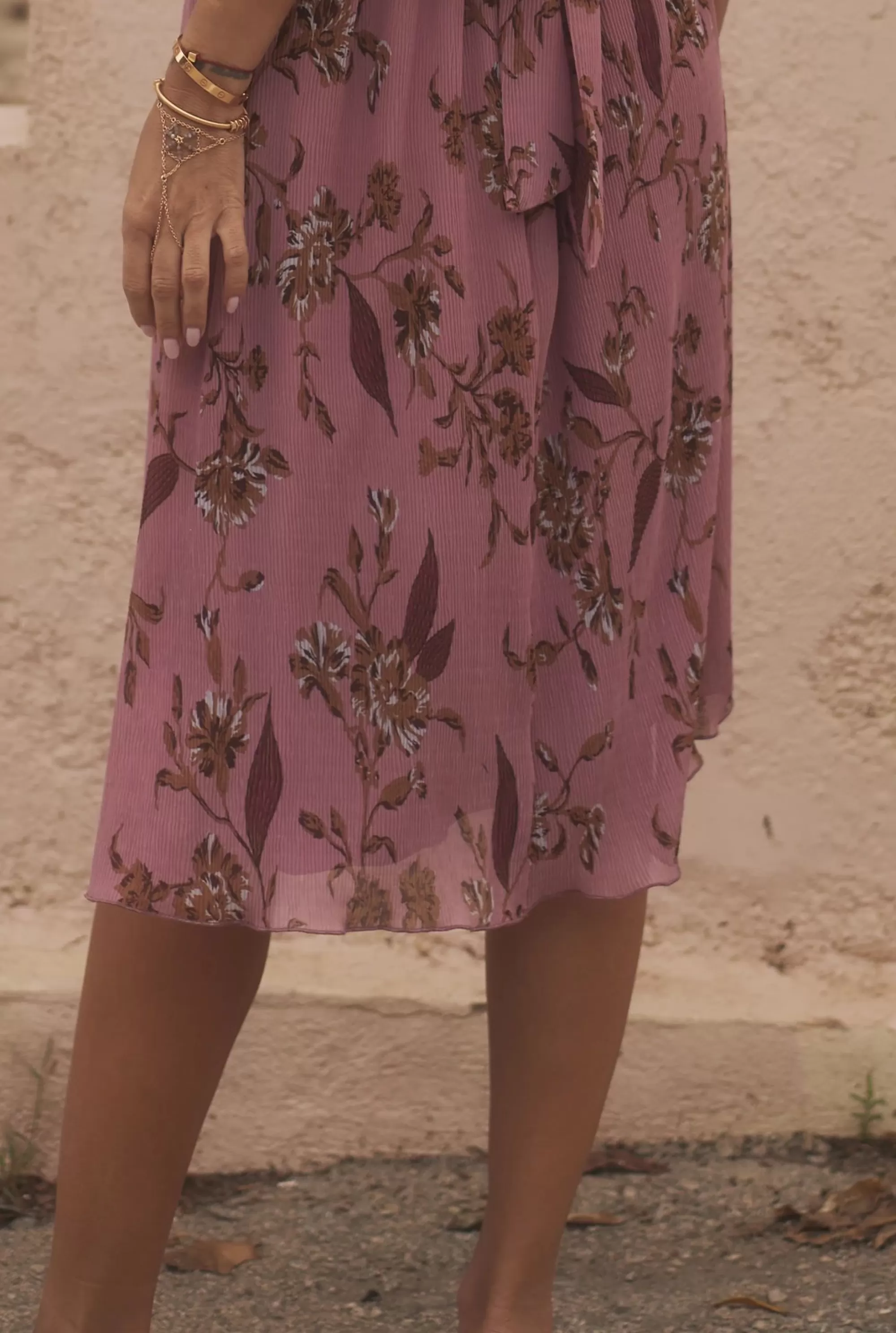 Best Lavinia - Midi Dress In Dirty Pink With Floral Prints Women Wedding