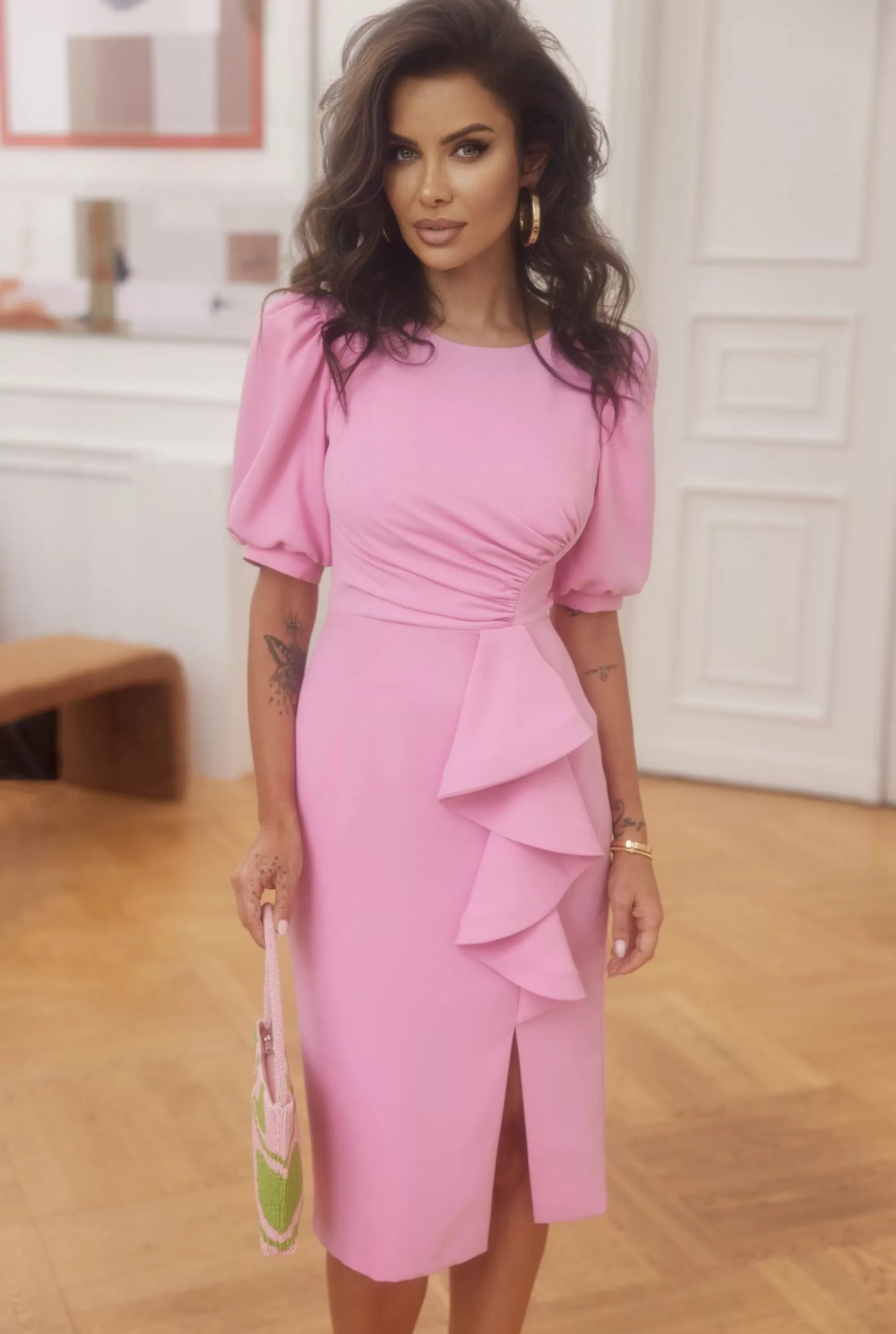 Cheap Lorena - Elegant And Romantic Midi Dress In Powder Pink Women Wedding