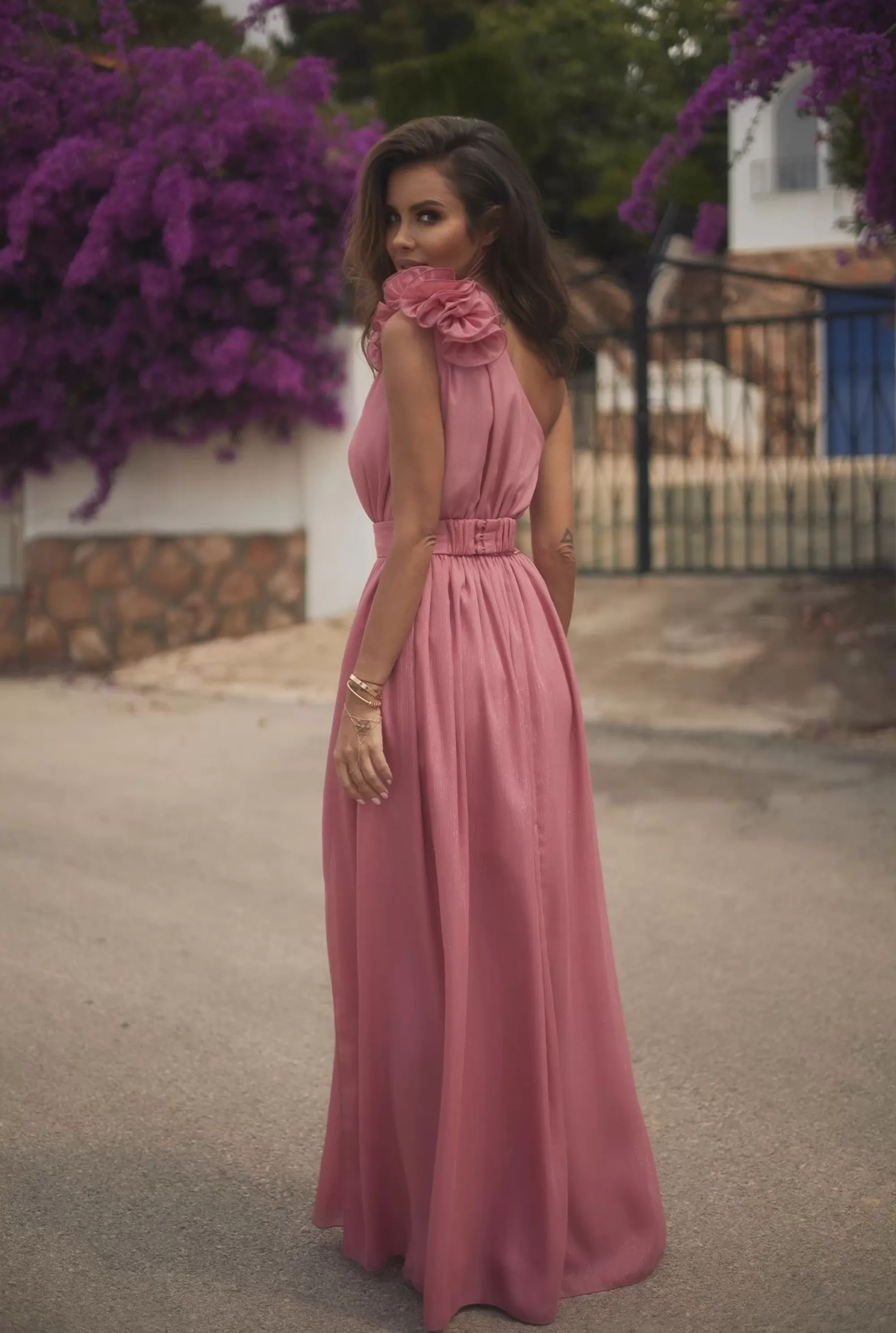 Hot Maribel - Maxi Dress In Coral Color Women Christening