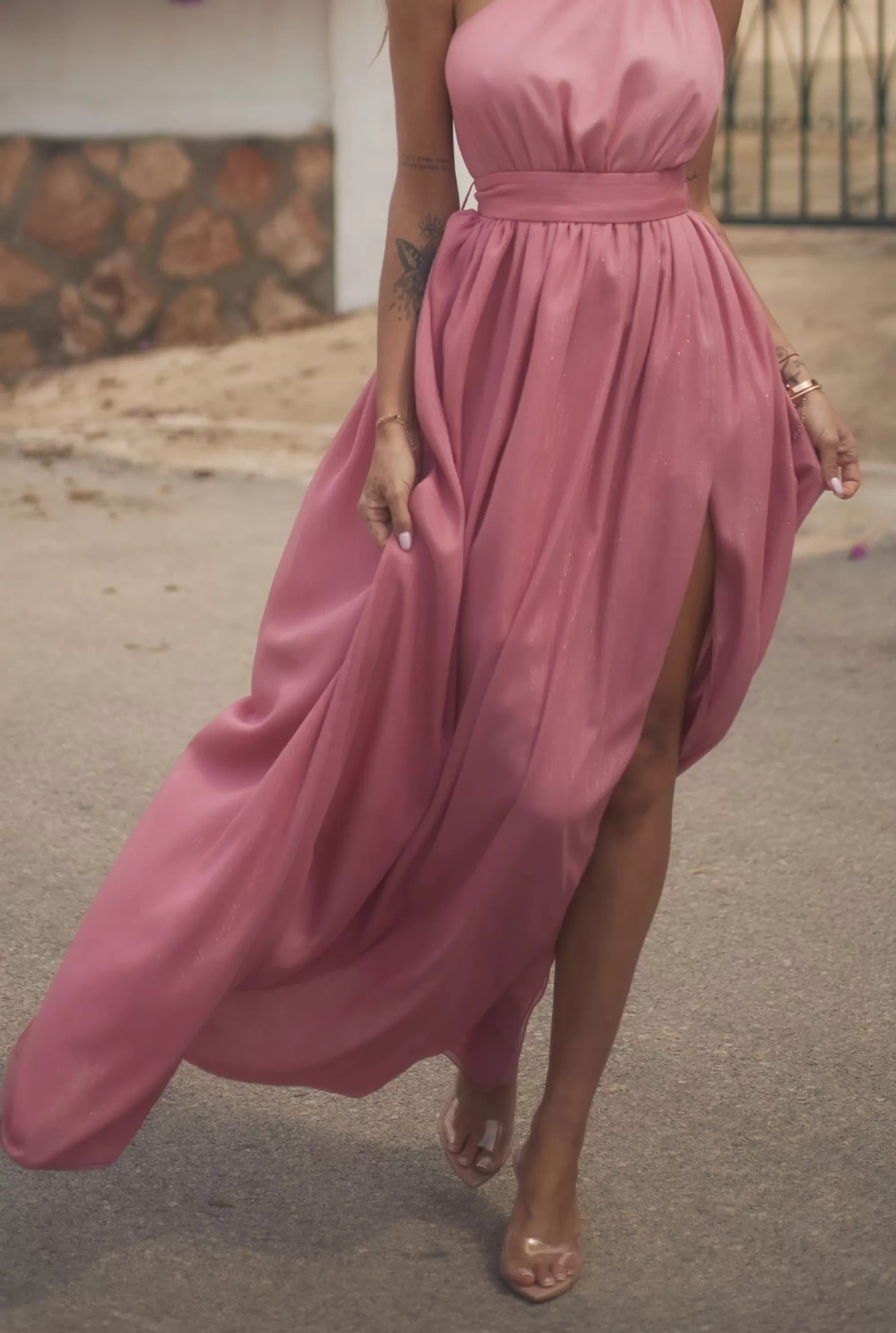 Hot Maribel - Maxi Dress In Coral Color Women Christening