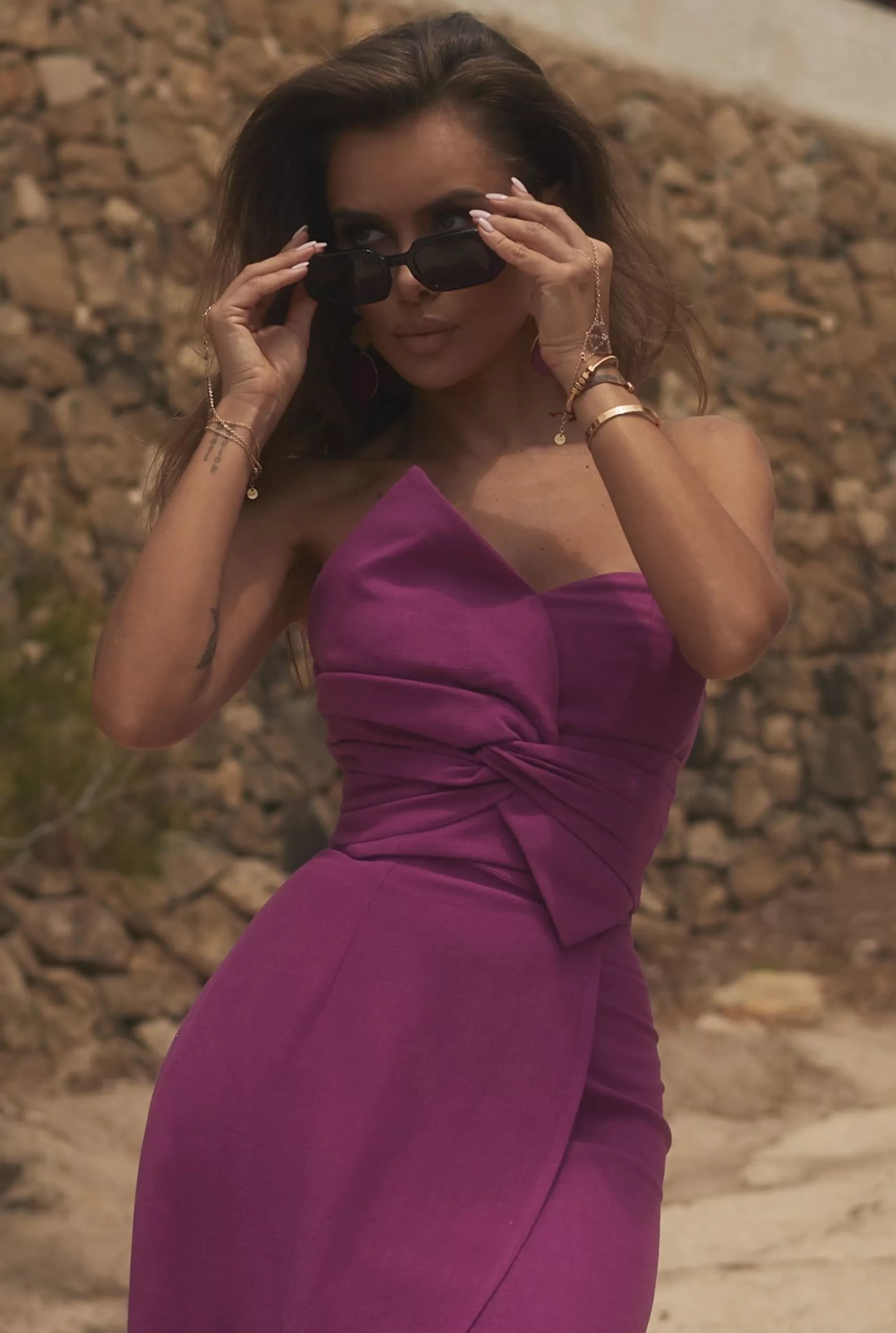Hot Medea - Set Of Corset And Midi Skirt In Fuchsia Color Women Every Day