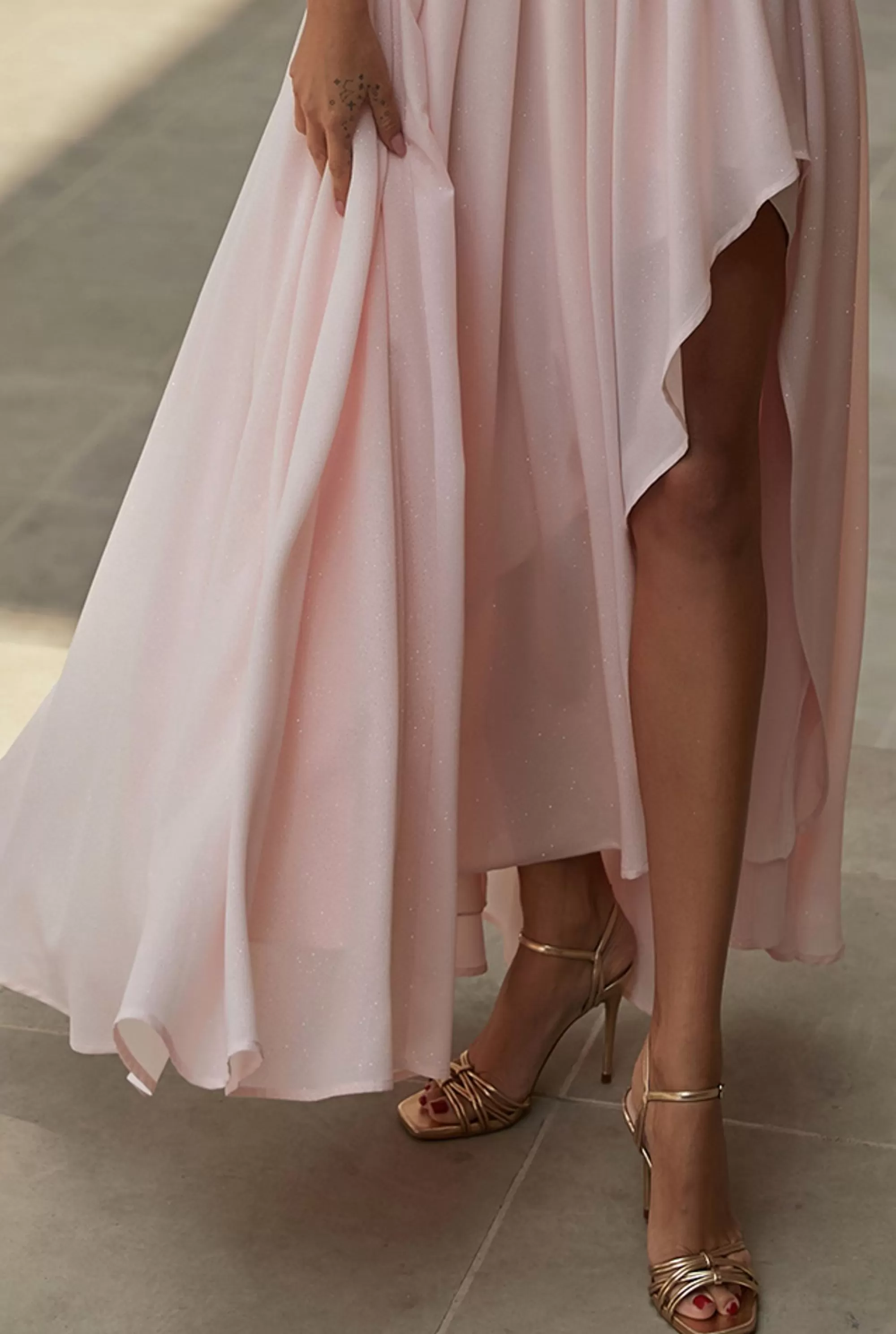 Cheap Molly Light Pink - Light Pink Maxi Dress With Silver Glitter Women Wedding