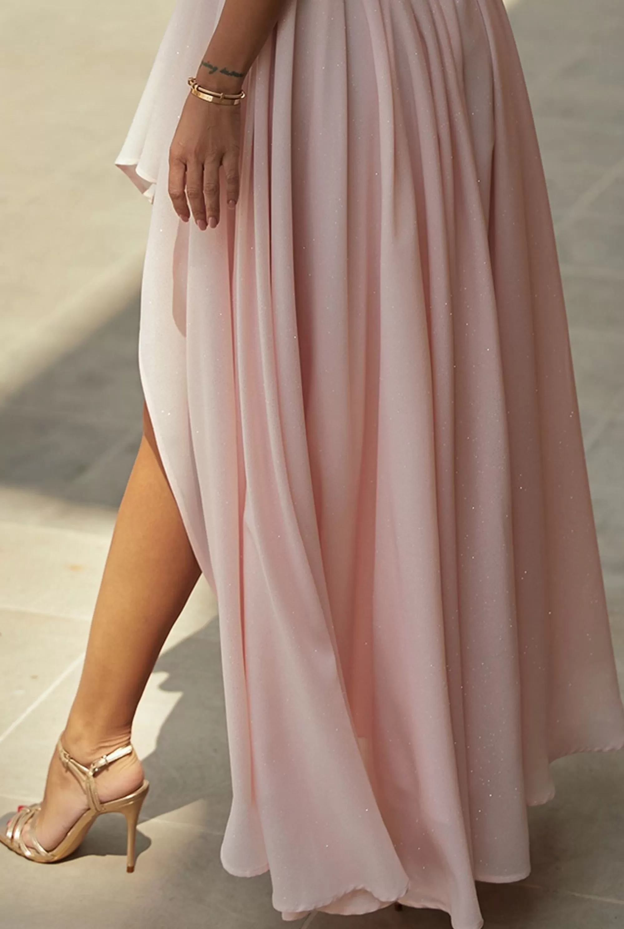Cheap Molly Light Pink - Light Pink Maxi Dress With Silver Glitter Women Wedding