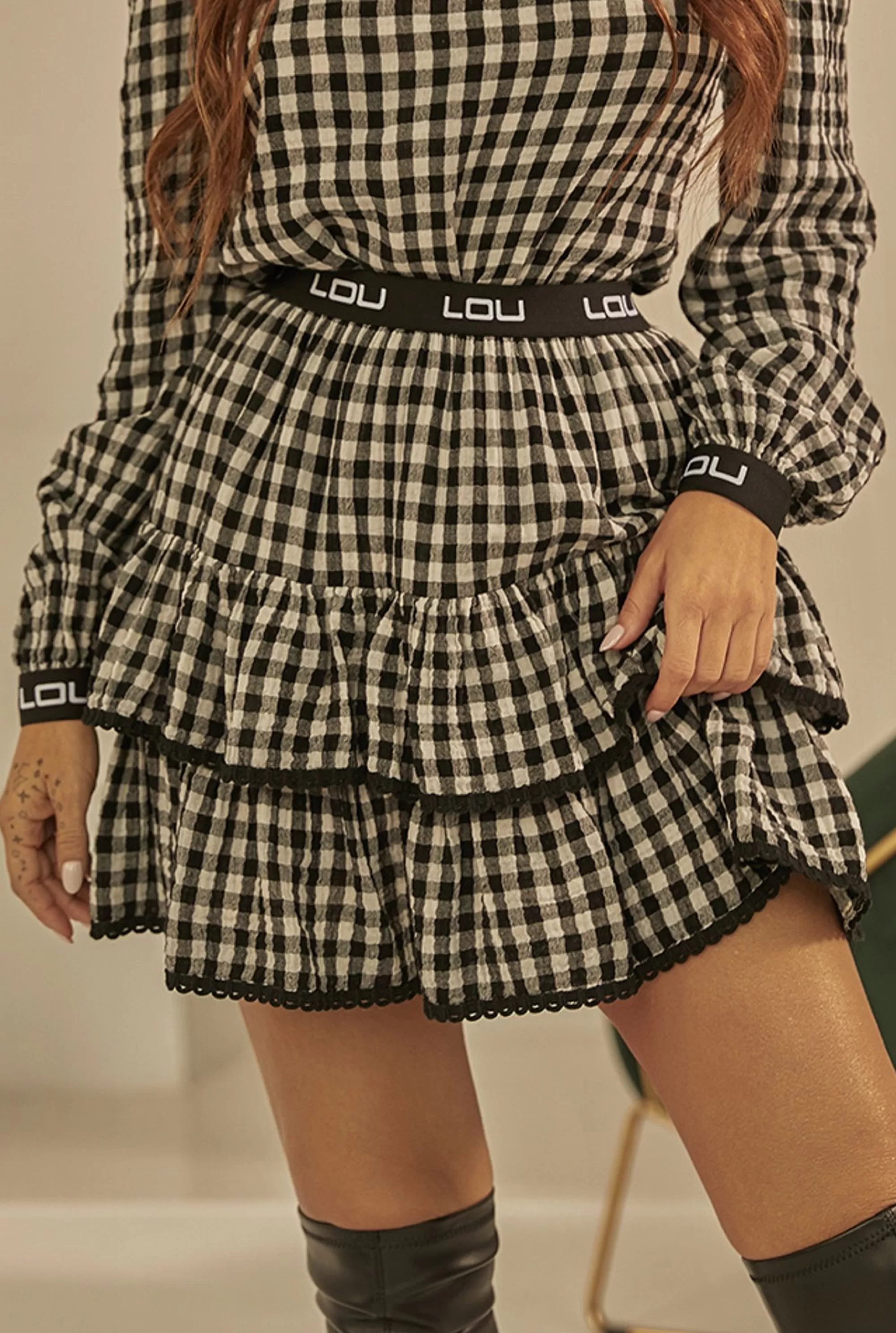 New Odetta Set Beige - Comfortable Set In Black Check Pattern Women Sets