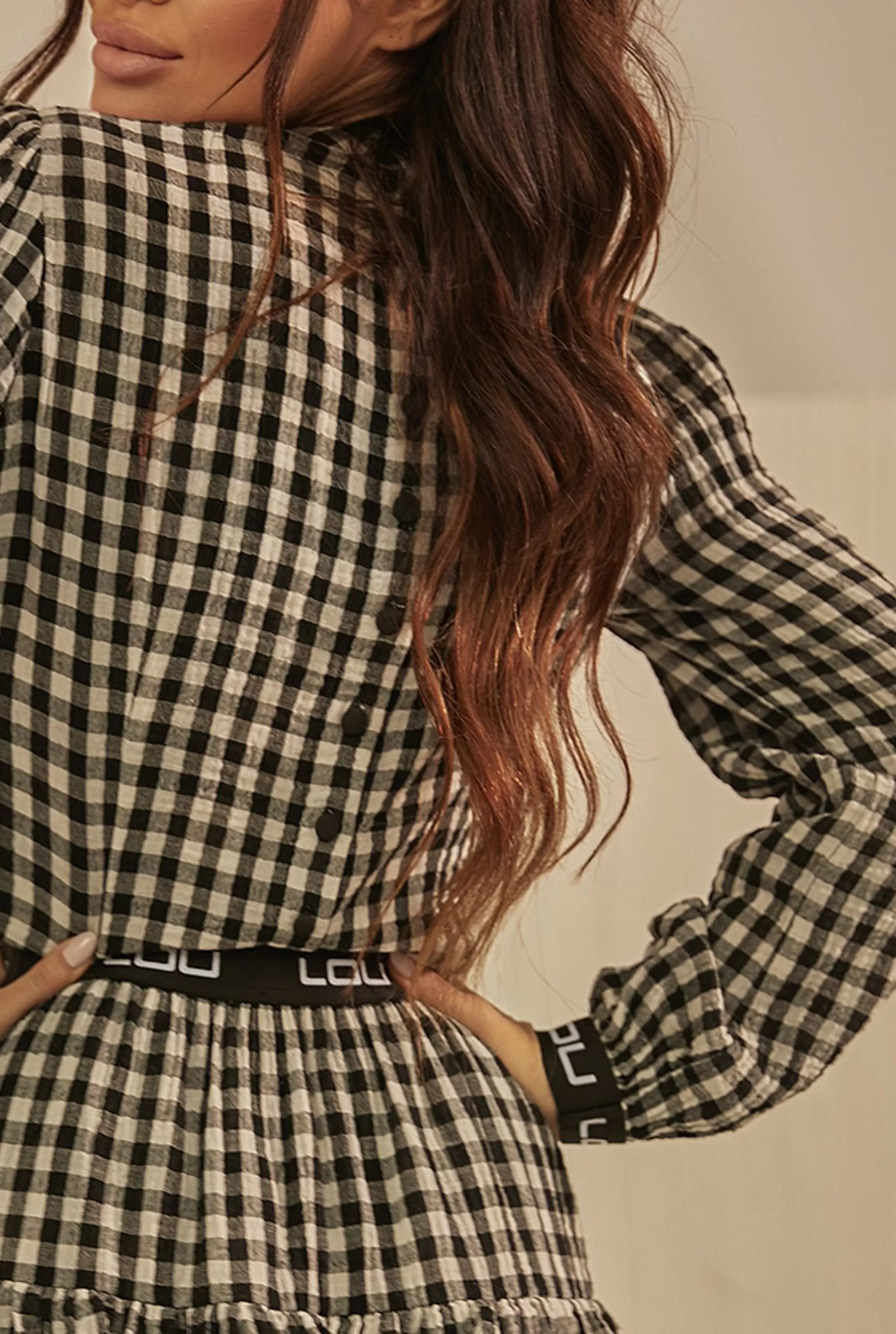 New Odetta Set Beige - Comfortable Set In Black Check Pattern Women Sets