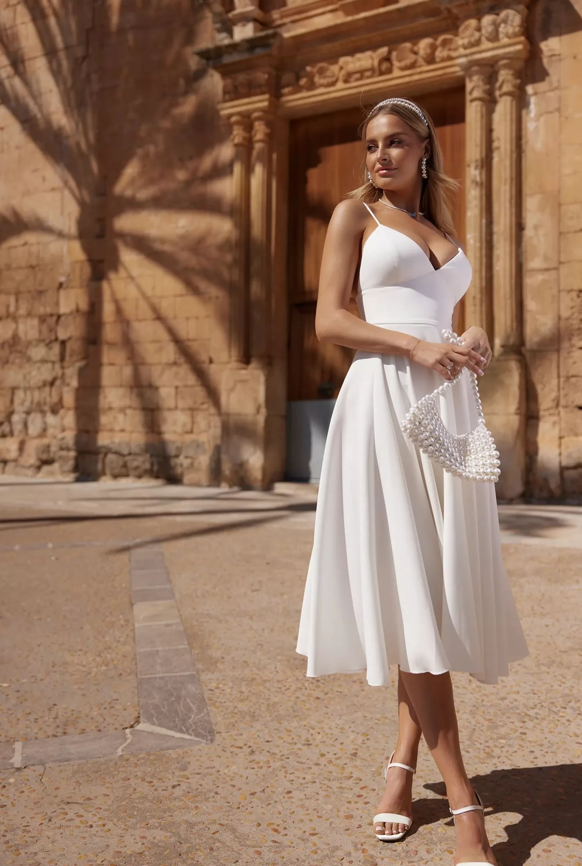 Online Ophelia White - Airy Midi Dress In A Shade Of White Women Wedding