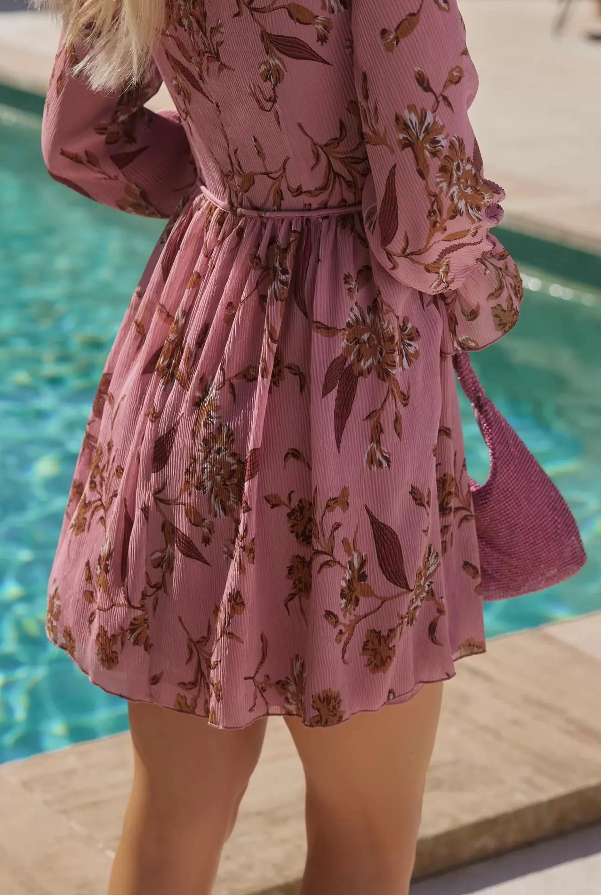 Shop Rosita - Mini Dress In Dirty Pink With Floral Prints And Frills Women Every Day