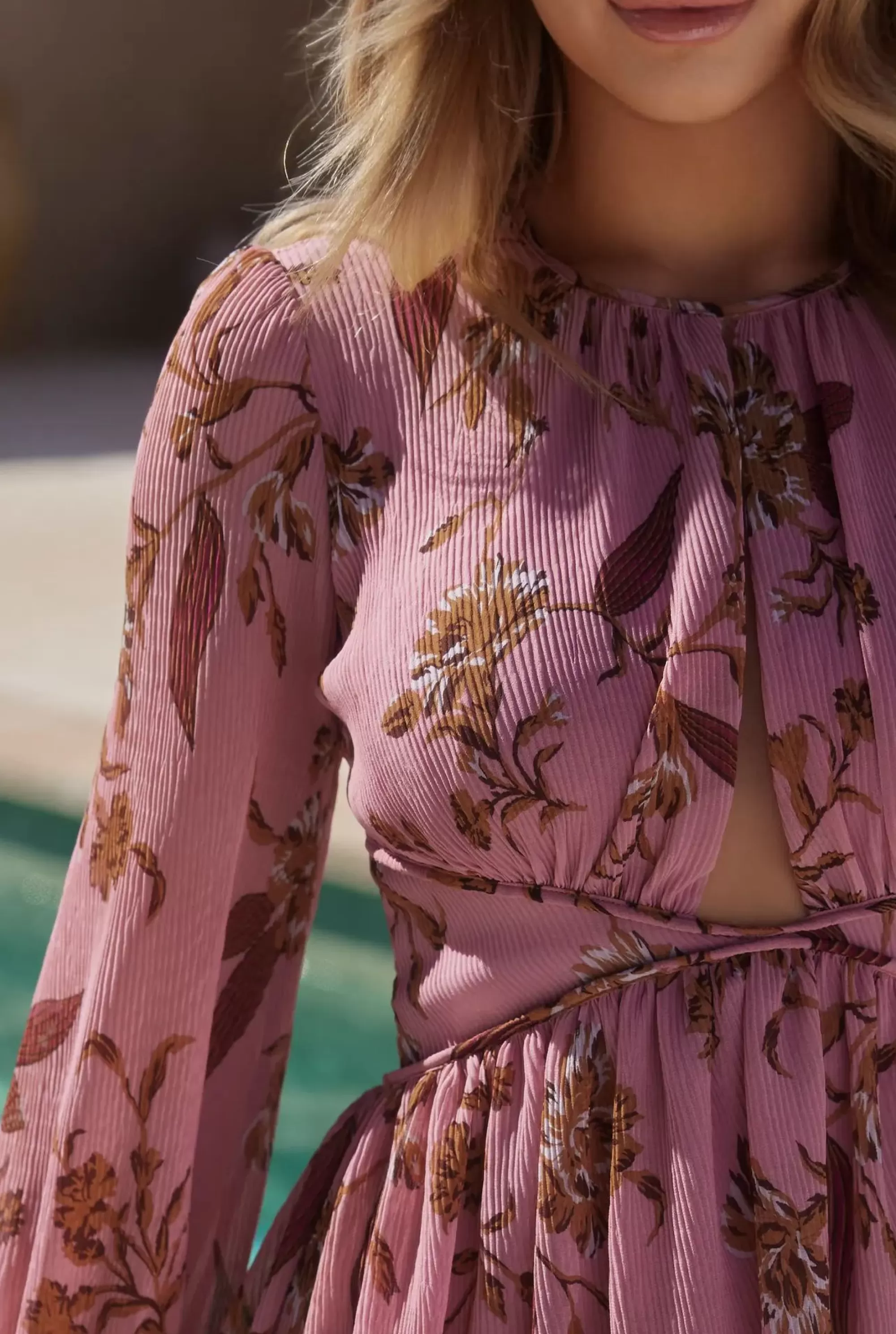 Shop Rosita - Mini Dress In Dirty Pink With Floral Prints And Frills Women Every Day