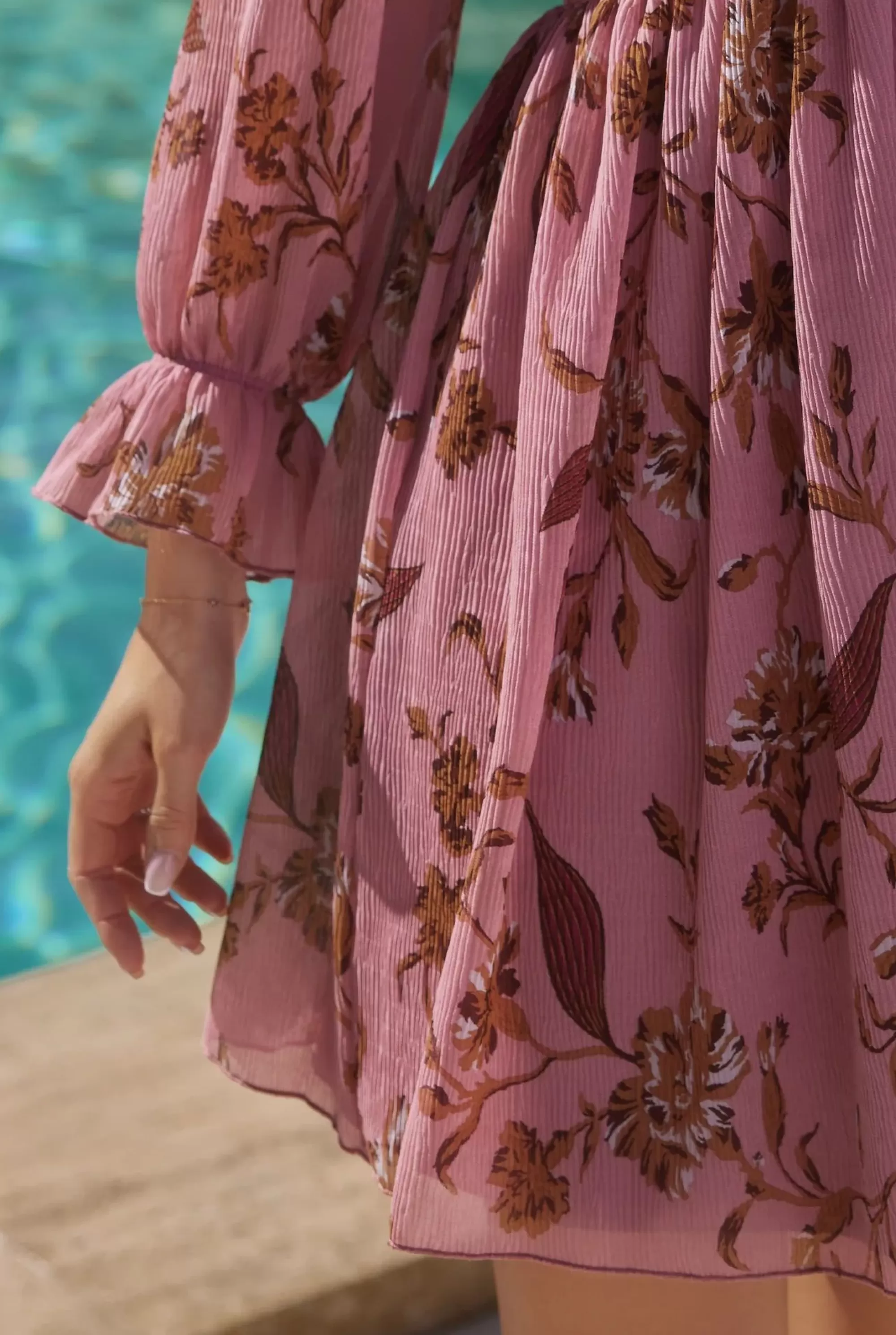 Shop Rosita - Mini Dress In Dirty Pink With Floral Prints And Frills Women Every Day