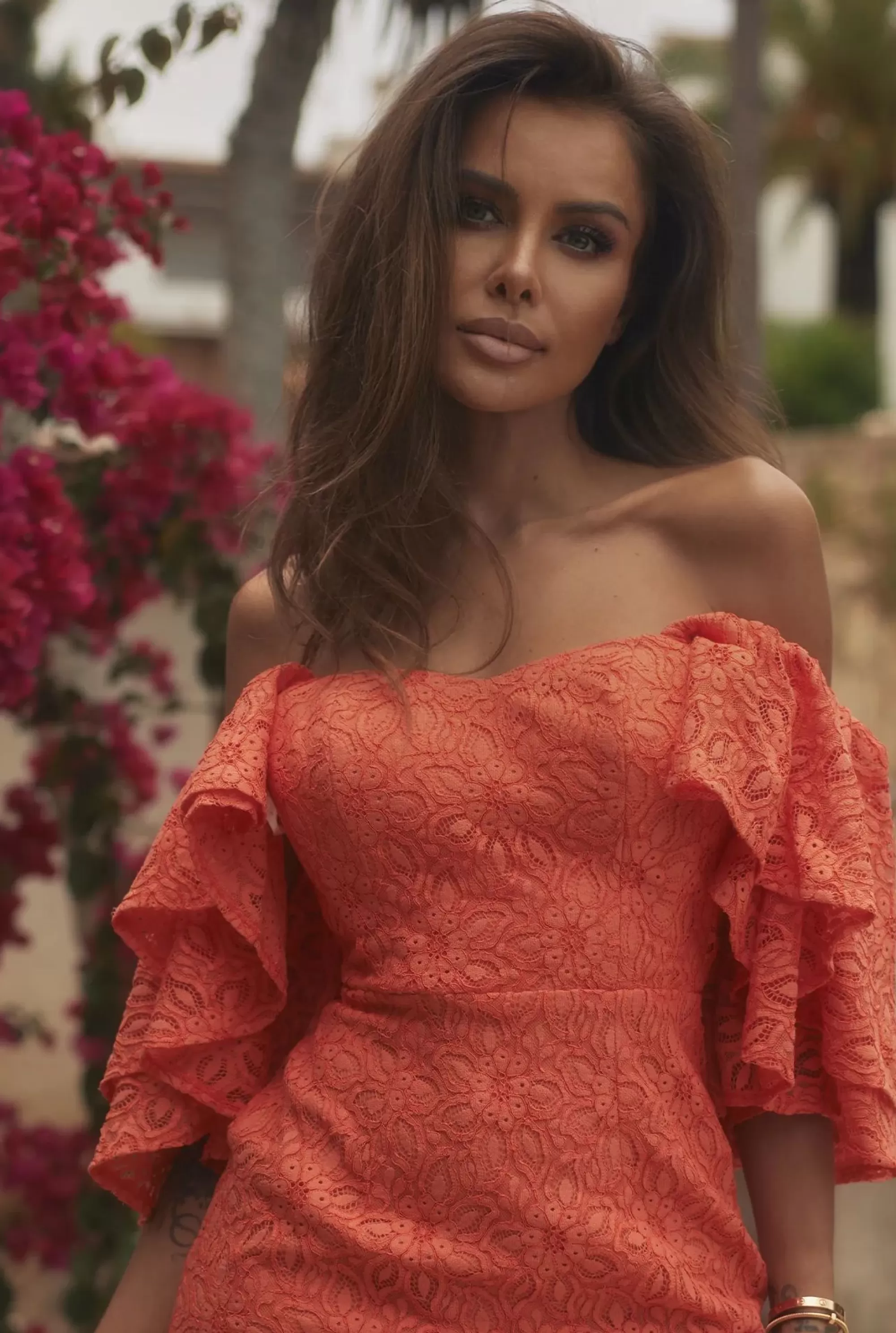 Sale Sucre - Elegant Mini Lace Dress In Invigorating Orange Women Christening