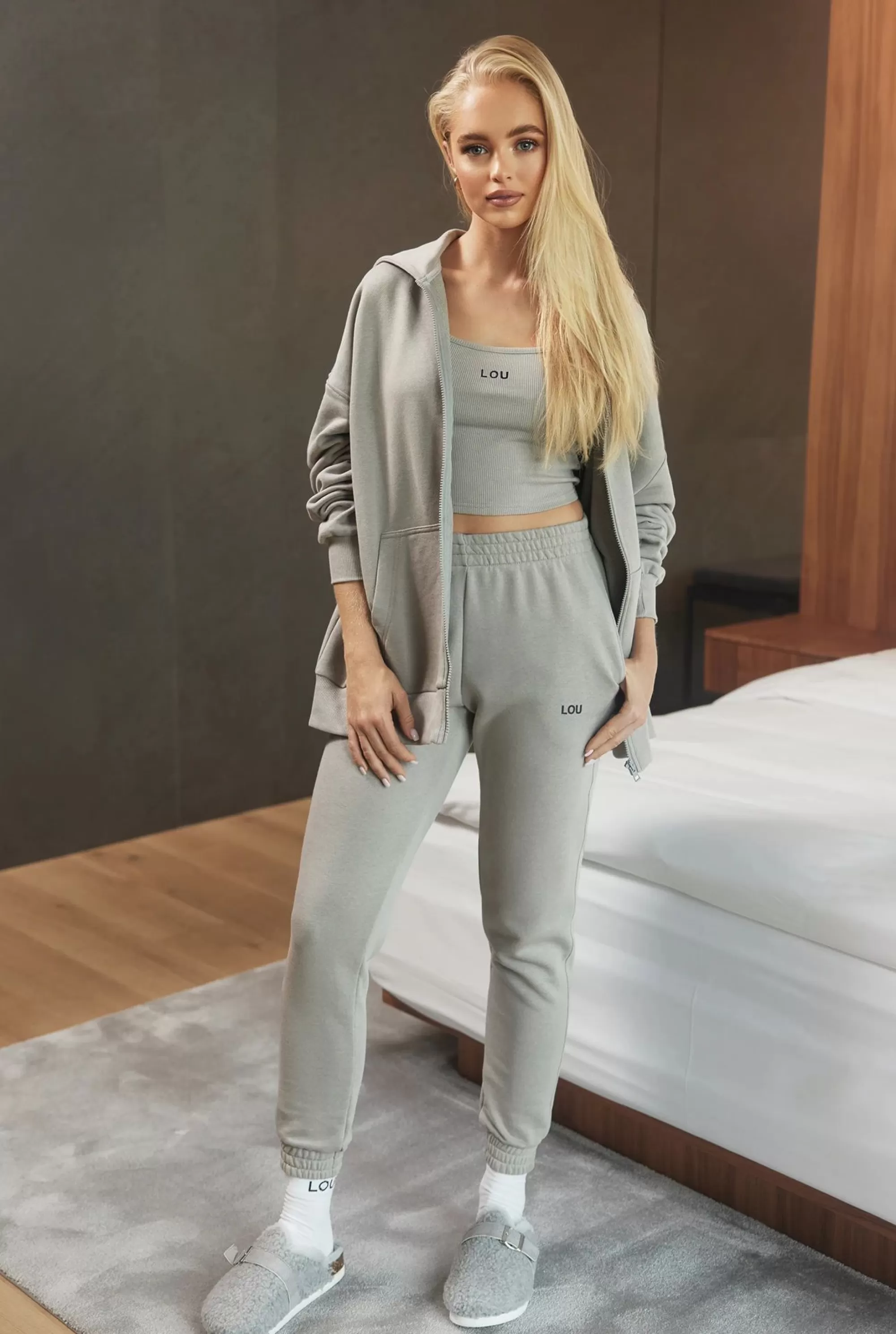 Clearance Zorca Zip Ash-Colored Set Women Tracksuits